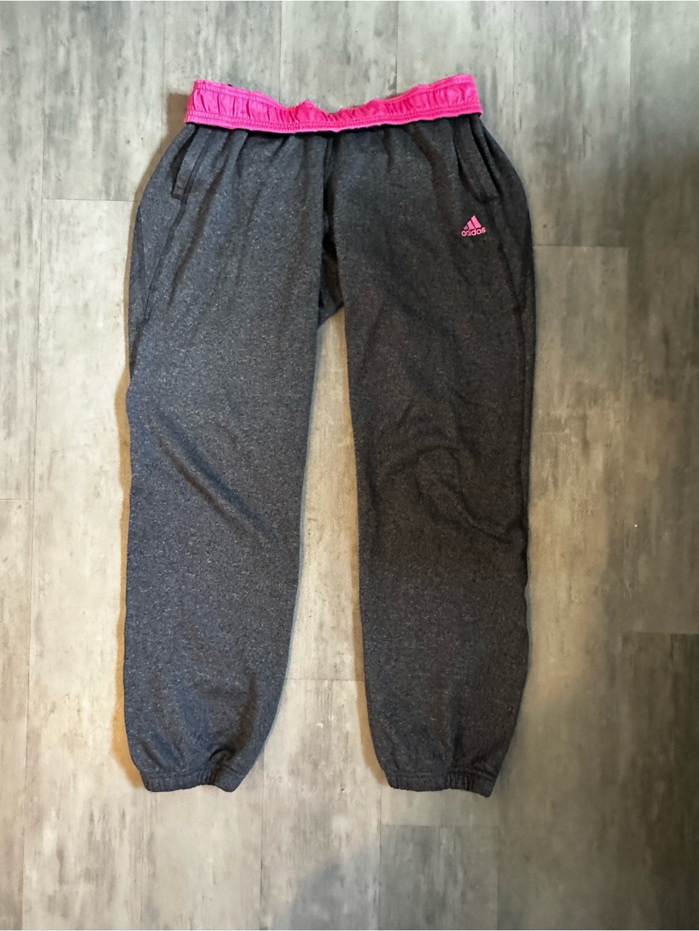 ⭐️Adidas Women’s Charcoal Jogger Pants with Pink Accents - Picture 2 of 6